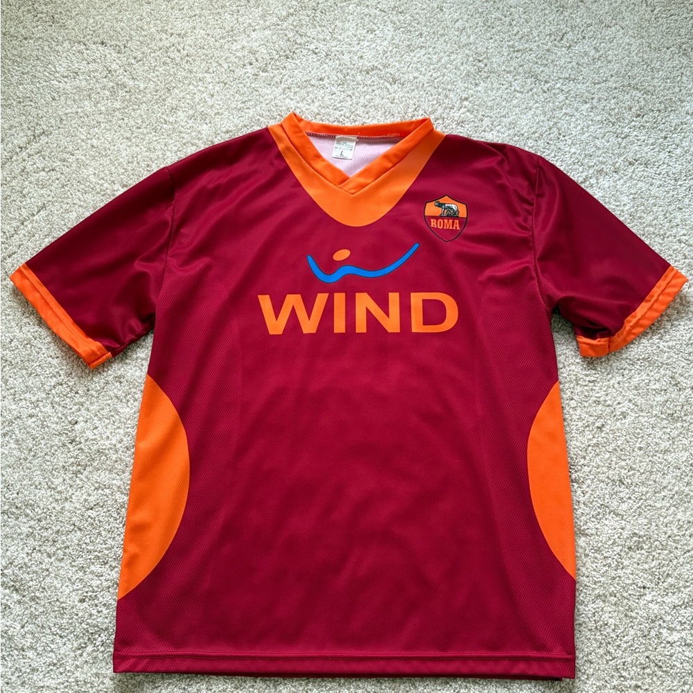 Roma Totti Maroon and Orange Soccer Jersey Large